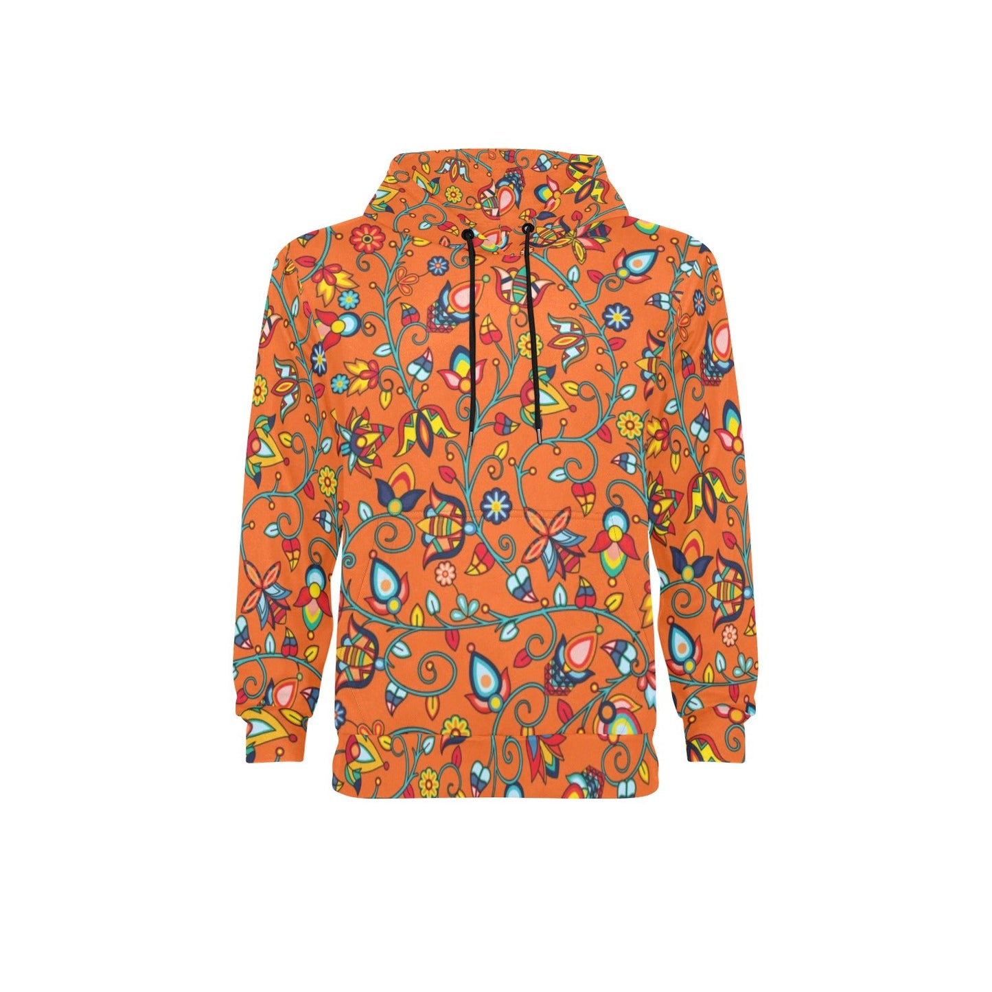 Thorny Path Orange Men's Long Sleeve Fleece Hoodie