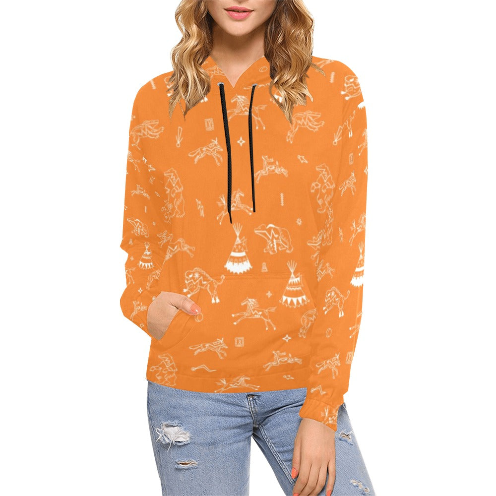 Ledger Dabbles Orange Hoodie for Women