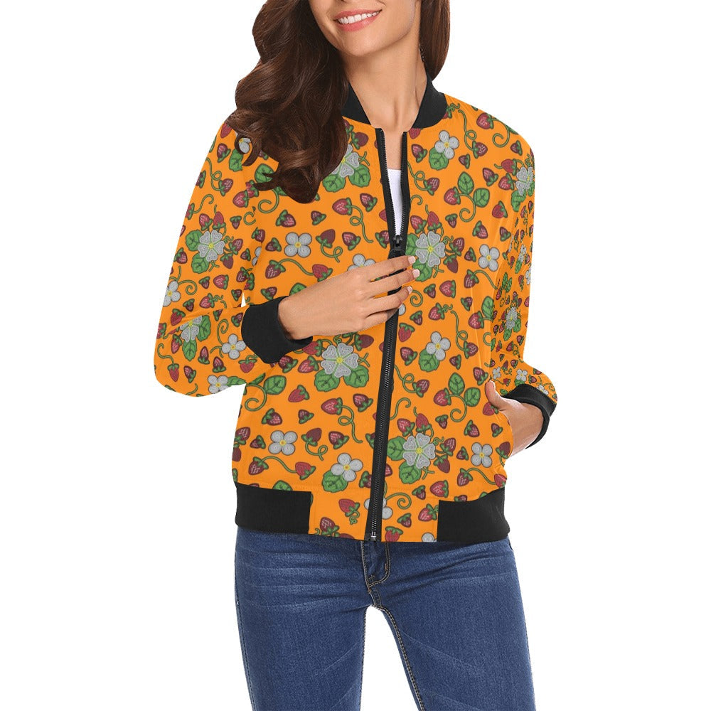 Strawberry Dreams Carrot Bomber Jacket for Women