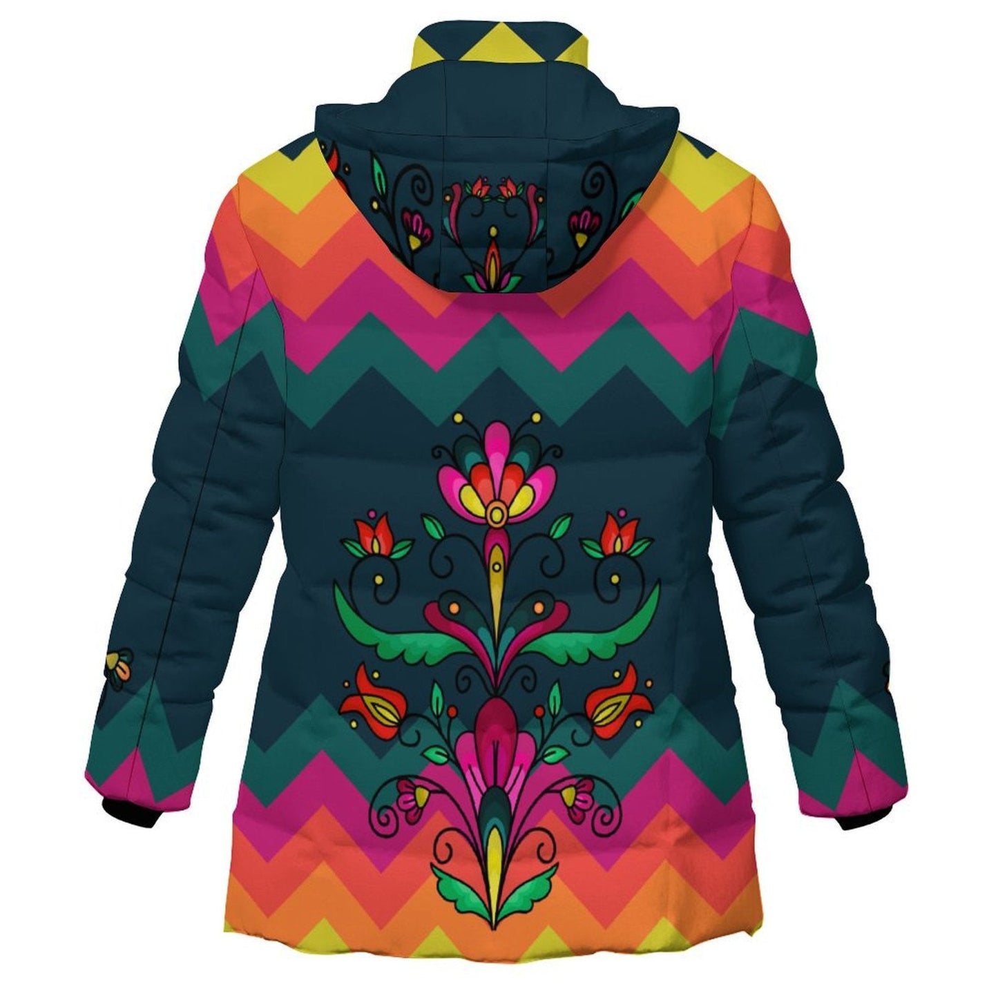 Autumn Kinship Wreath Women's Hooded Puffer Coat