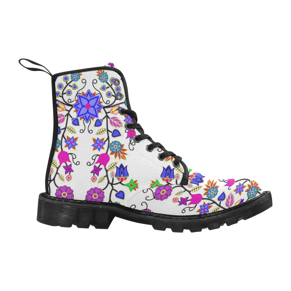 Floral Beadwork Seven Clans White Boots