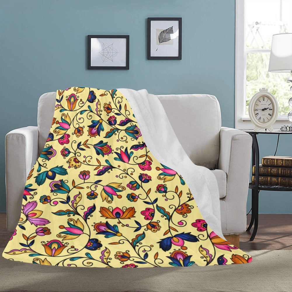 Copper Prairie Petals Yellow X-Large Micro Fleece Blanket