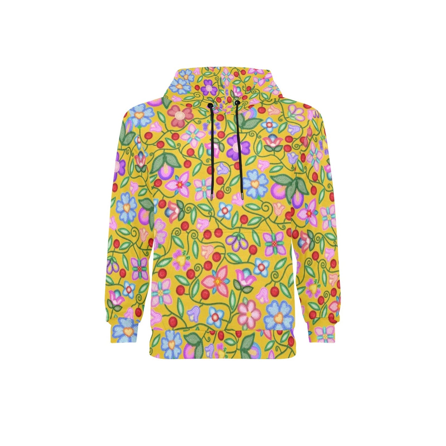 Petal Harmony Ochre Fleece Hoodie