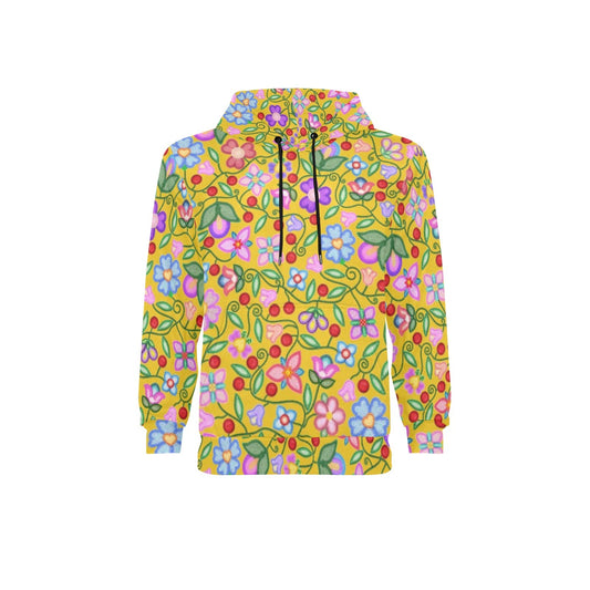 Petal Harmony Ochre Fleece Hoodie