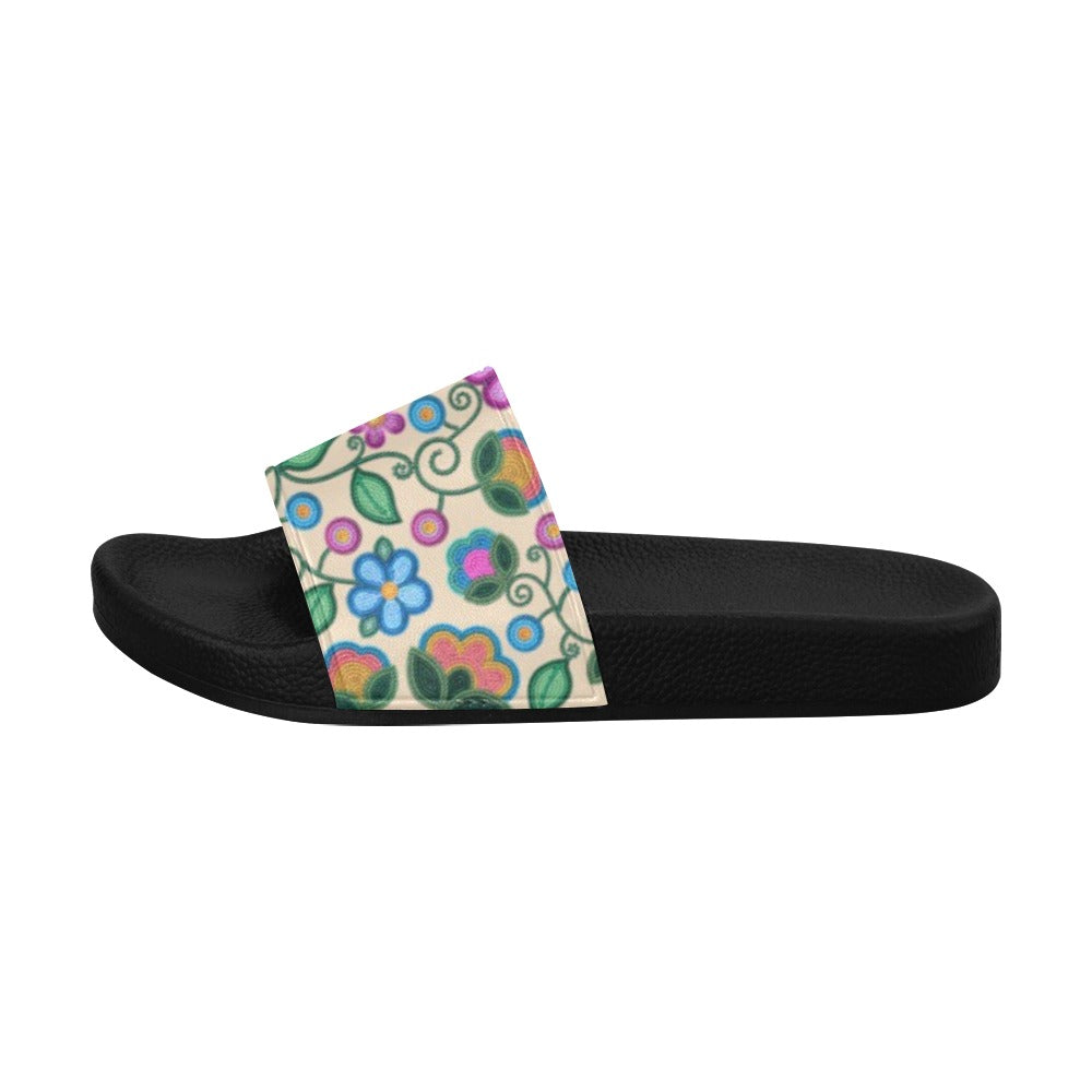 Turquoise Sunbeam Cream Slide Sandals