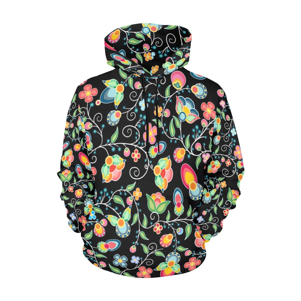 Floral Bounty Black Hoodie for Women