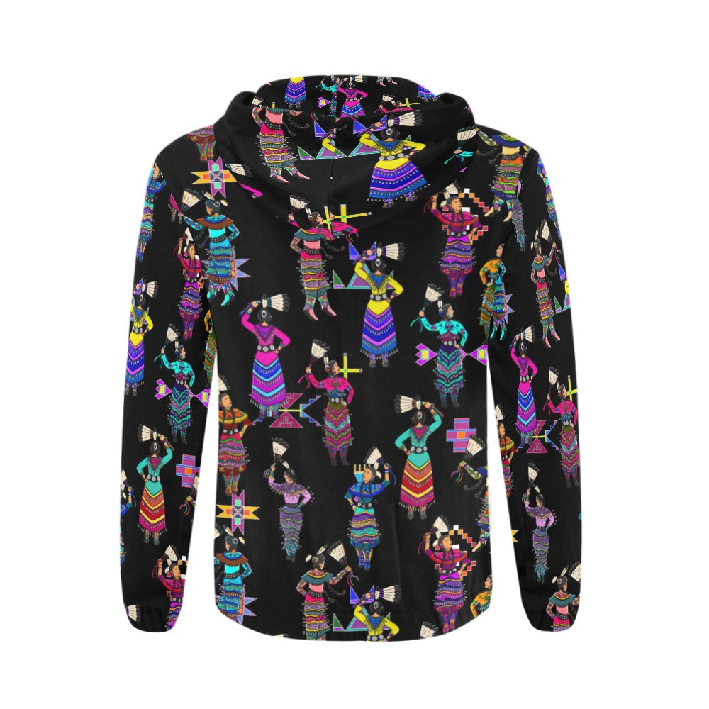 Women's Jingle Dancers Black Men's Zipper Hoodie