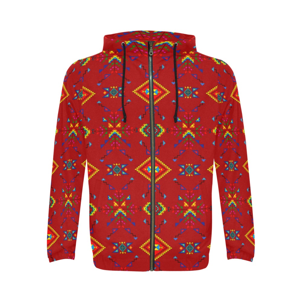 Buffalo Jump Red Men's Zipper Hoodie