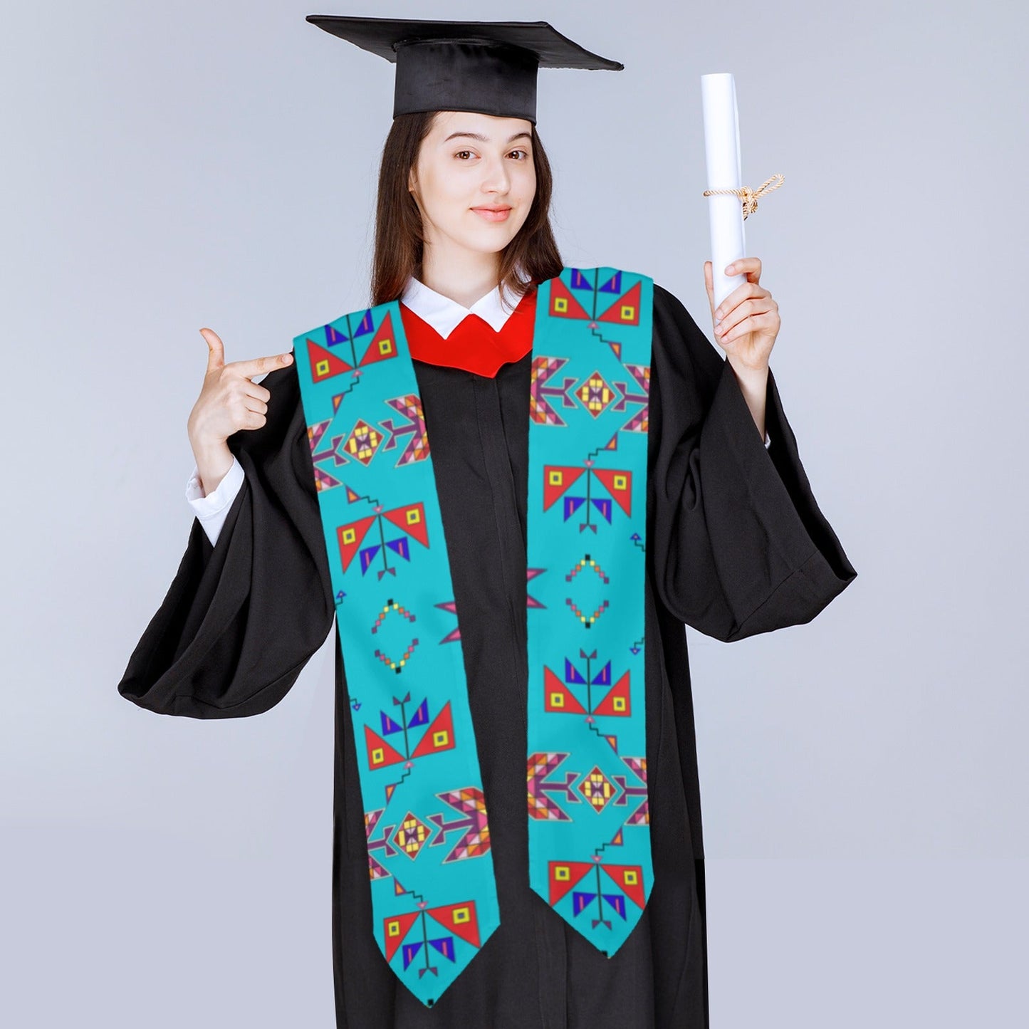 Scattered Generations Turquoise Graduation Stole