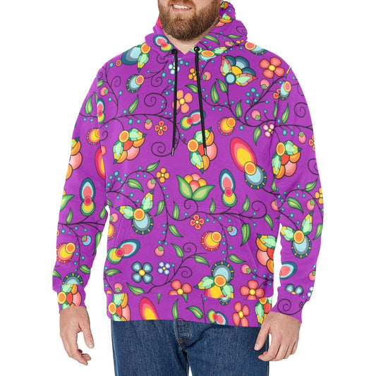 Floral Bounty Purple Men's Long Sleeve Fleece Hoodie