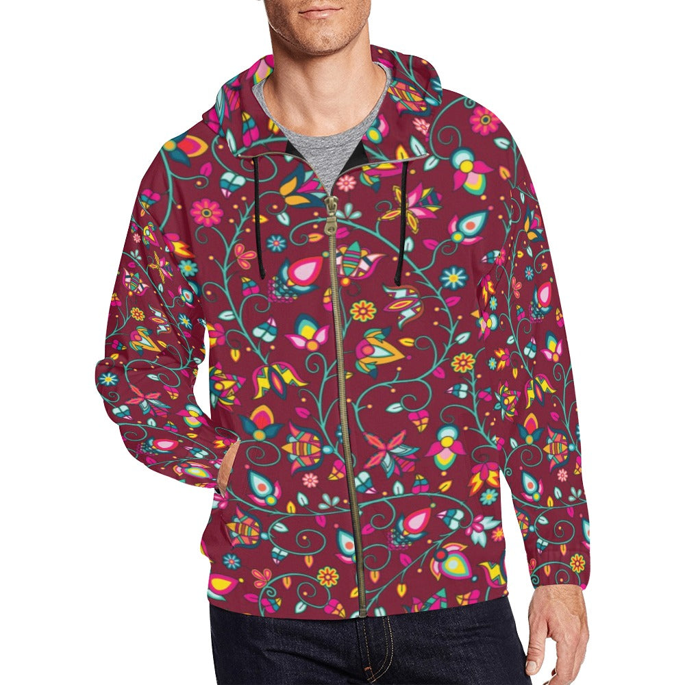Thorny Path Cranberry Men's Zipper Hoodie