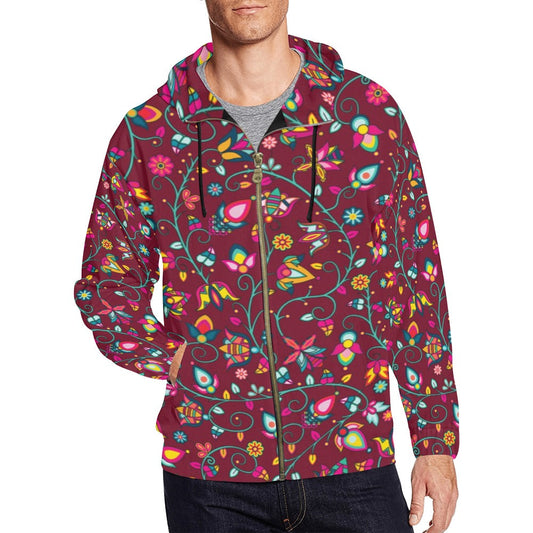 Thorny Path Cranberry Men's Zipper Hoodie