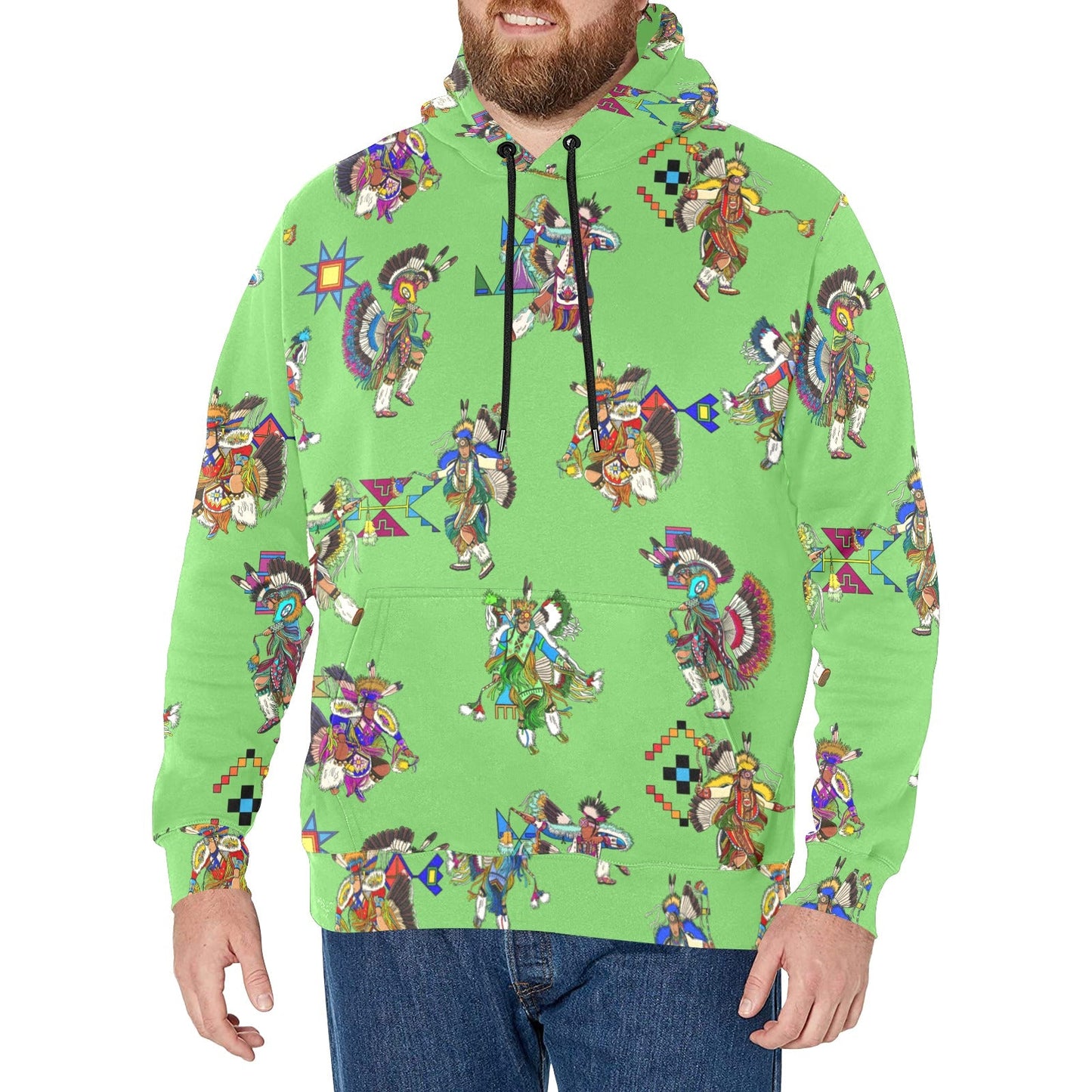 Men's Fancy Dancers Grass Men's Long Sleeve Fleece Hoodie