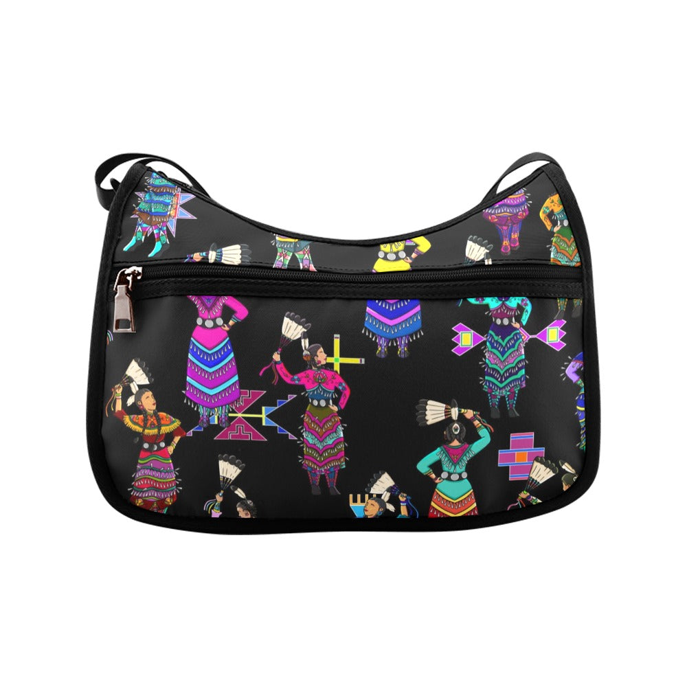 Women's Jingle Dancers Black Crossbody Bag