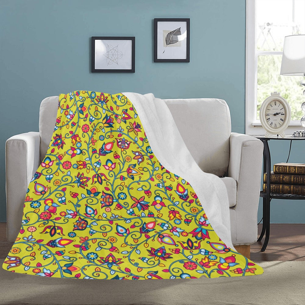 Thorny Path Yellow Grass X-Large Micro Fleece Blanket