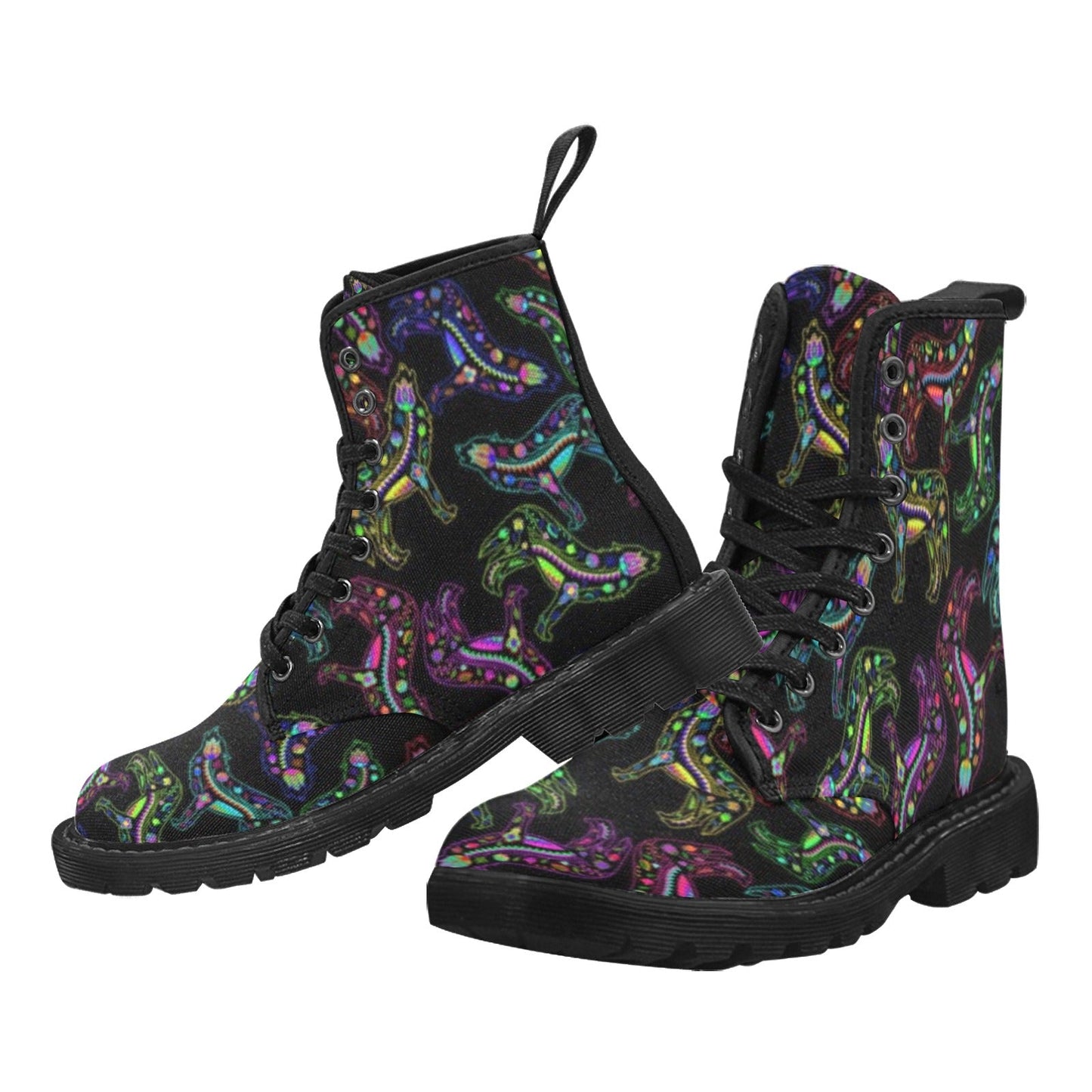 Neon Floral Wolves Boots