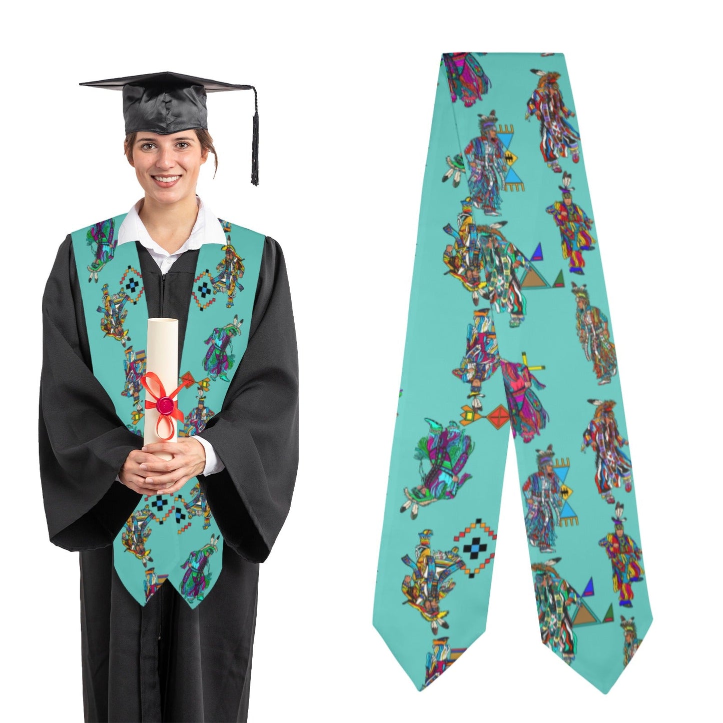 Men's Grass Dancers Eggshell Blue Graduation Stole