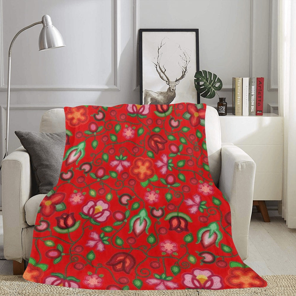 Rose Reverie Red X-Large Micro Fleece Blanket