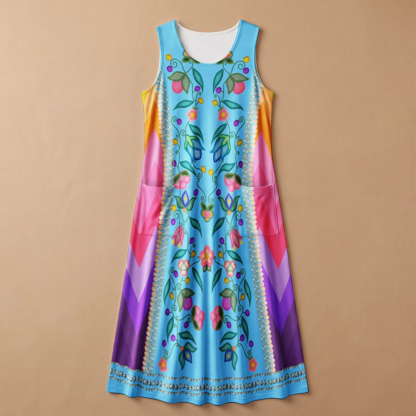 Beaded Offering Turquoise 1 Sleeveless Dress