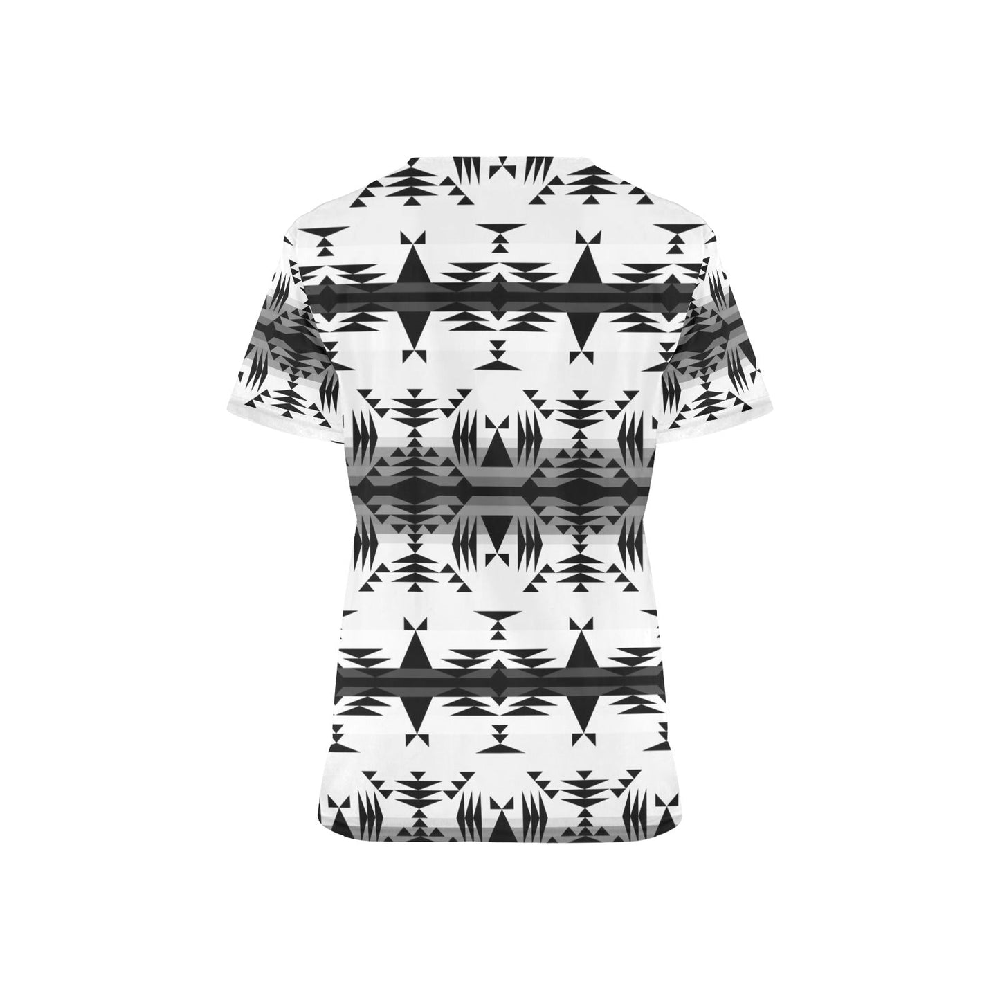 Between the Mountains White and Black Scrub Top