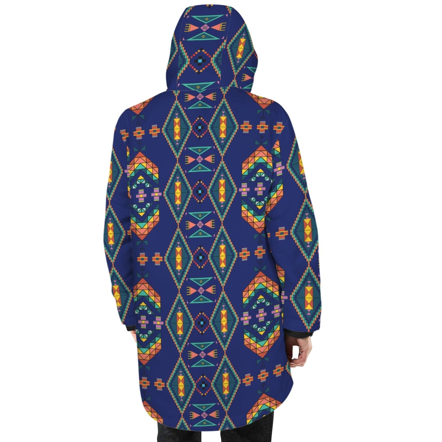 Travois Tipi Blue Unisex Sherpa Lined Hooded Coat