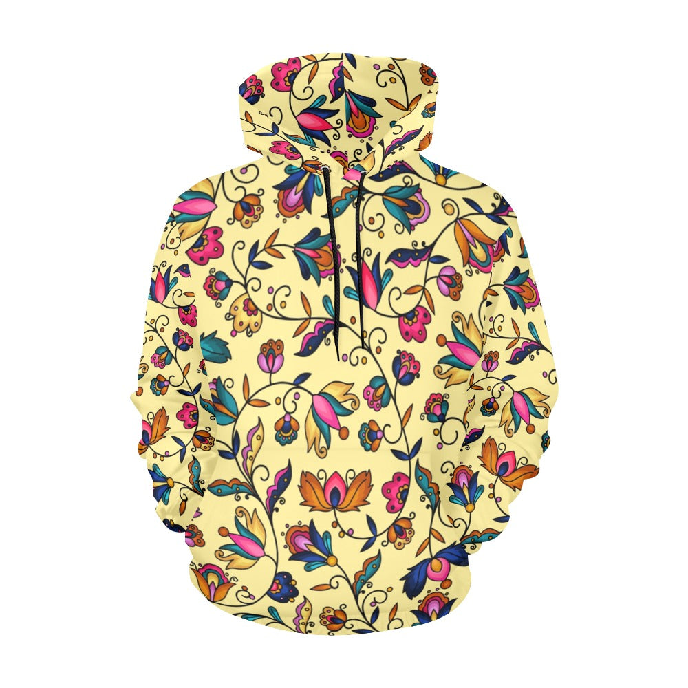 Copper Prairie Petals Yellow Hoodie for Women (USA Size)