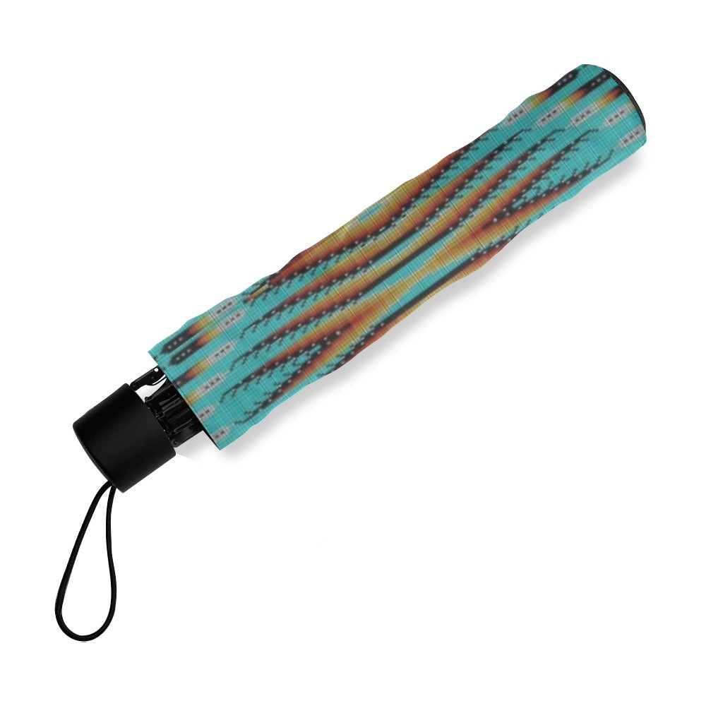 Fire Feather Turquoise Foldable Umbrella