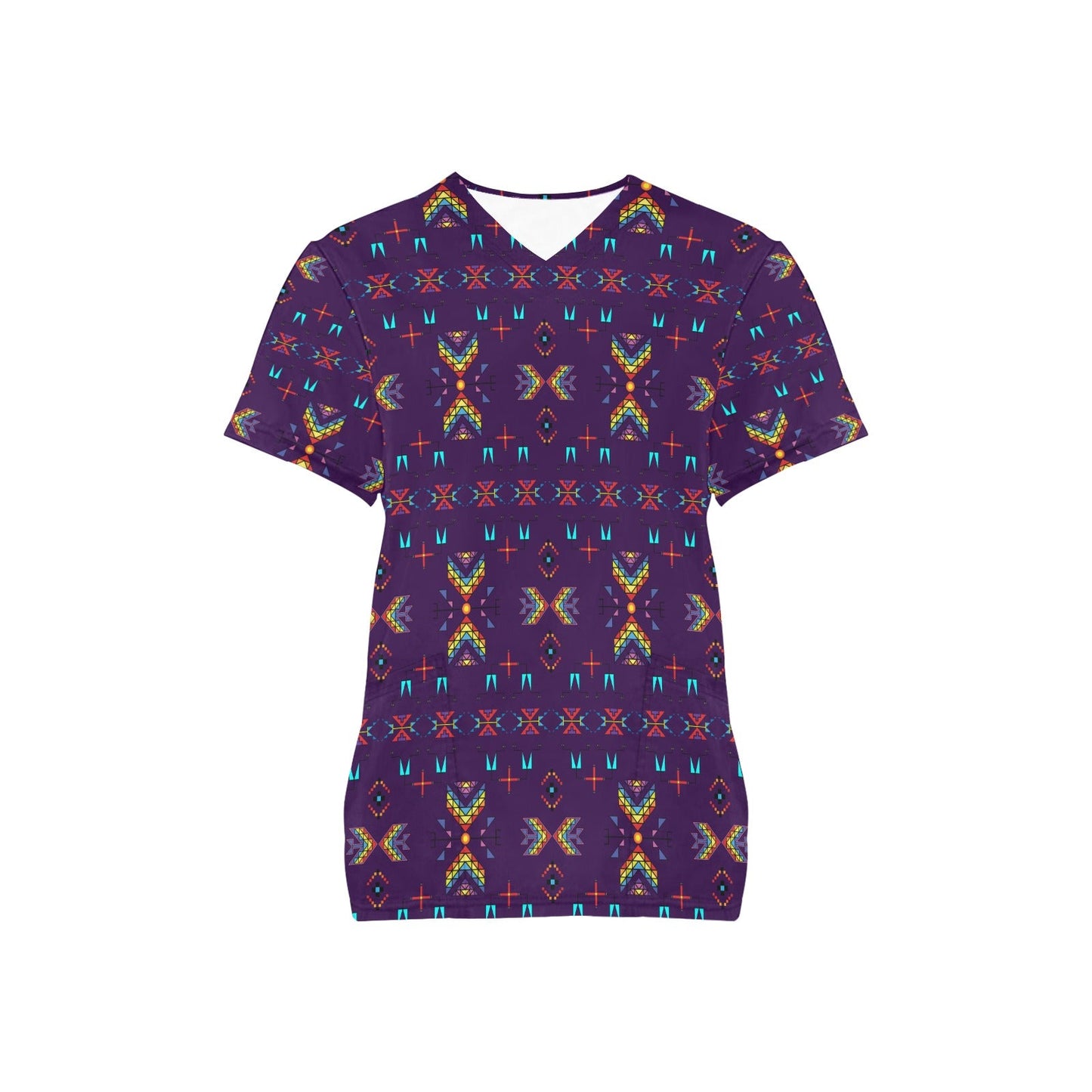 Rainy Chief Rainbow Dark Purple Scrub Top