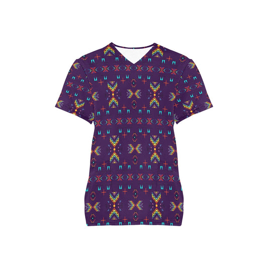 Rainy Chief Rainbow Dark Purple Scrub Top