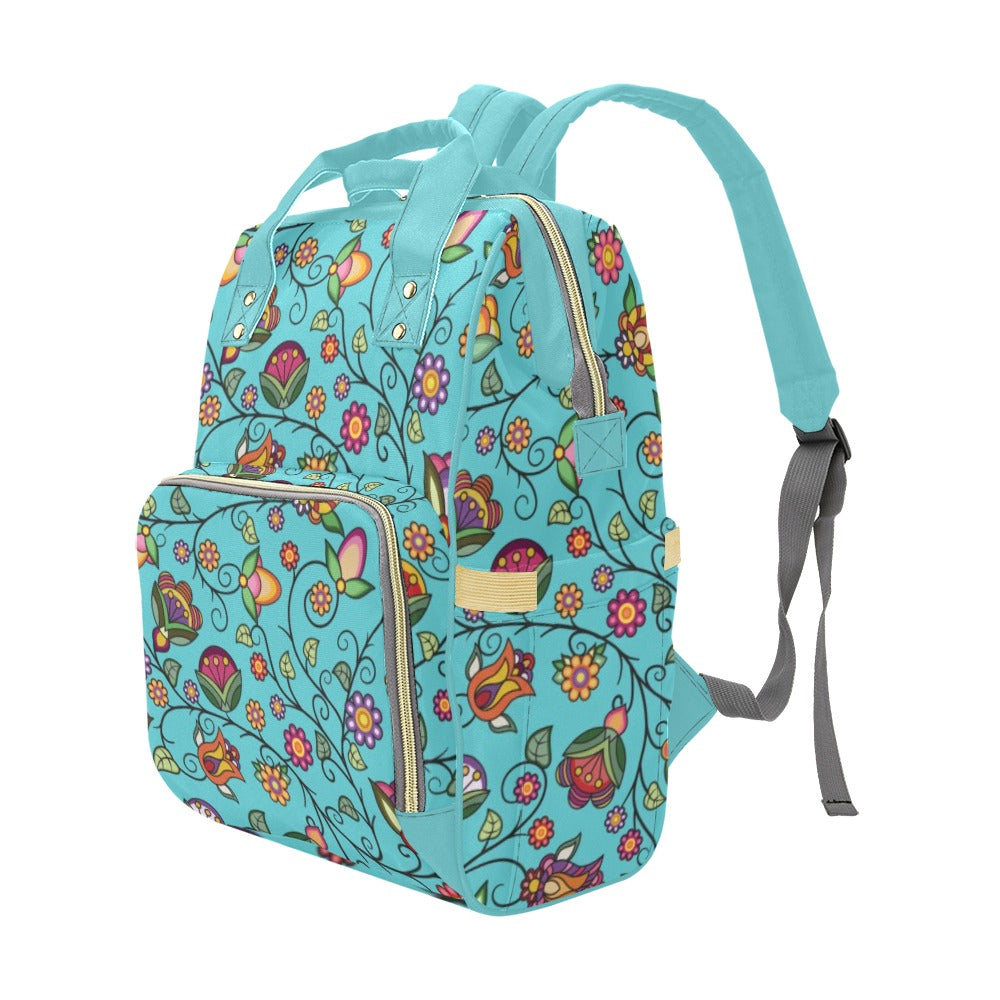 Heartbeat Petals Turquoise Multi-Function Diaper Backpack