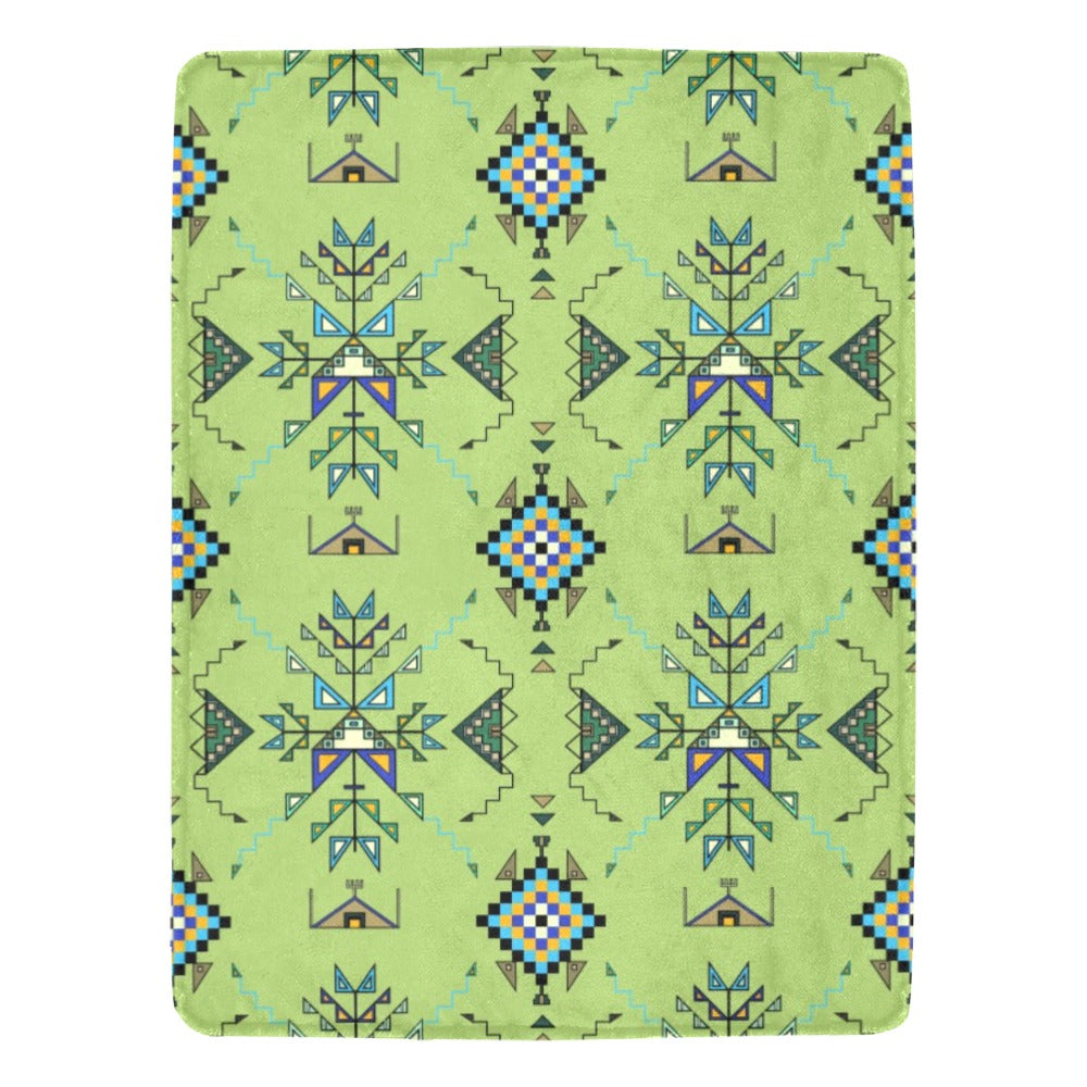 Bear Shield Green X-Large Micro Fleece Blanket