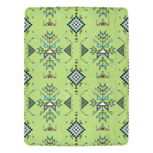 Bear Shield Green X-Large Micro Fleece Blanket