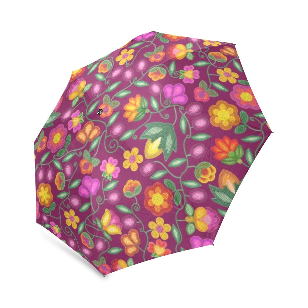 Boreal Bounty Dark Magenta Foldable Umbrella