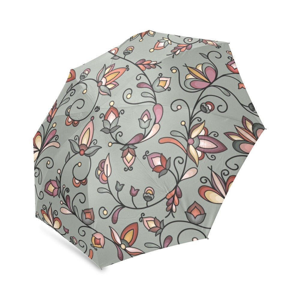 Burnt Sky Petals Green Foldable Umbrella