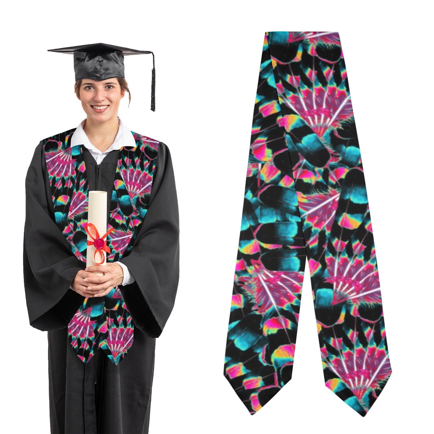 Hawk Feathers Heat Map Graduation Stole