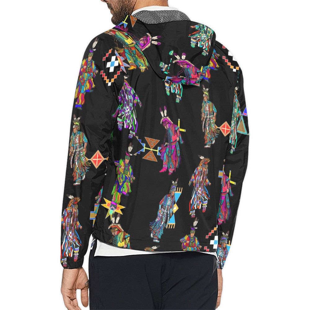Men's Grass Dancers Black Men's Windbreaker