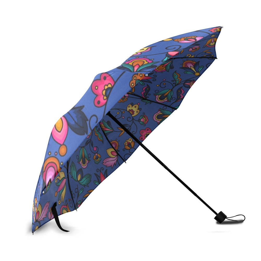 Copper Prairie Petals Blue Foldable Umbrella