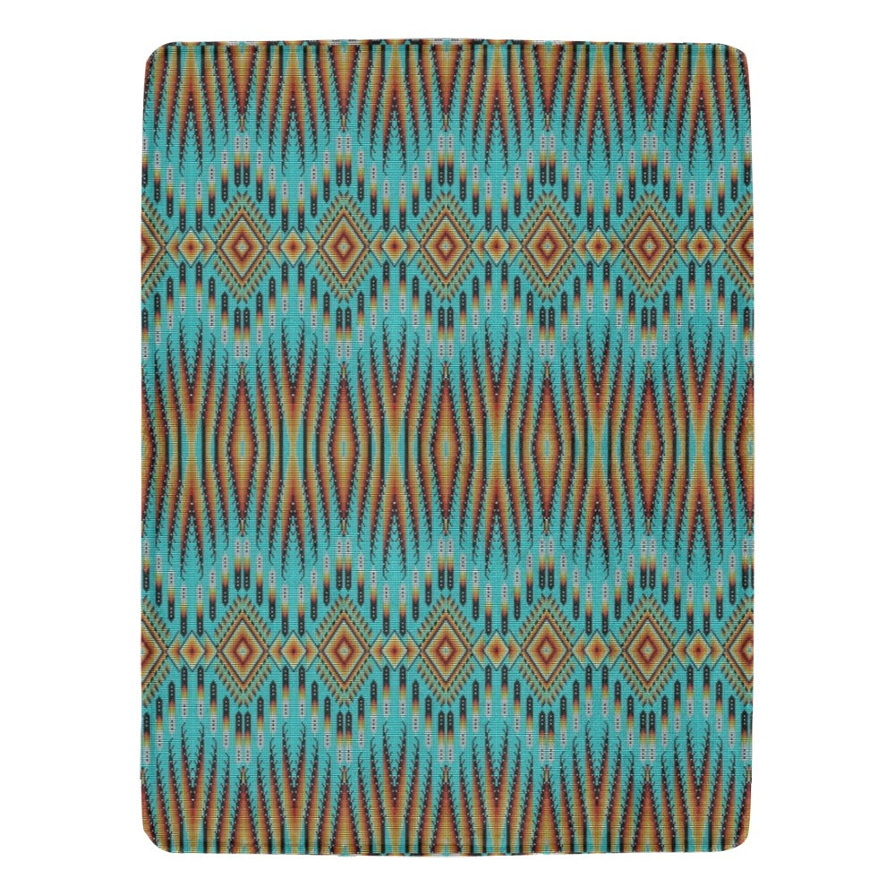 Fire Feather Turquoise X-Large Micro Fleece Blanket