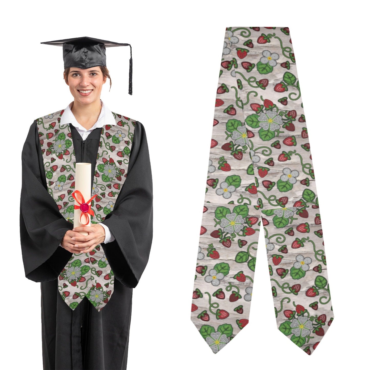 Strawberry Dreams Bright Birch Graduation Stole