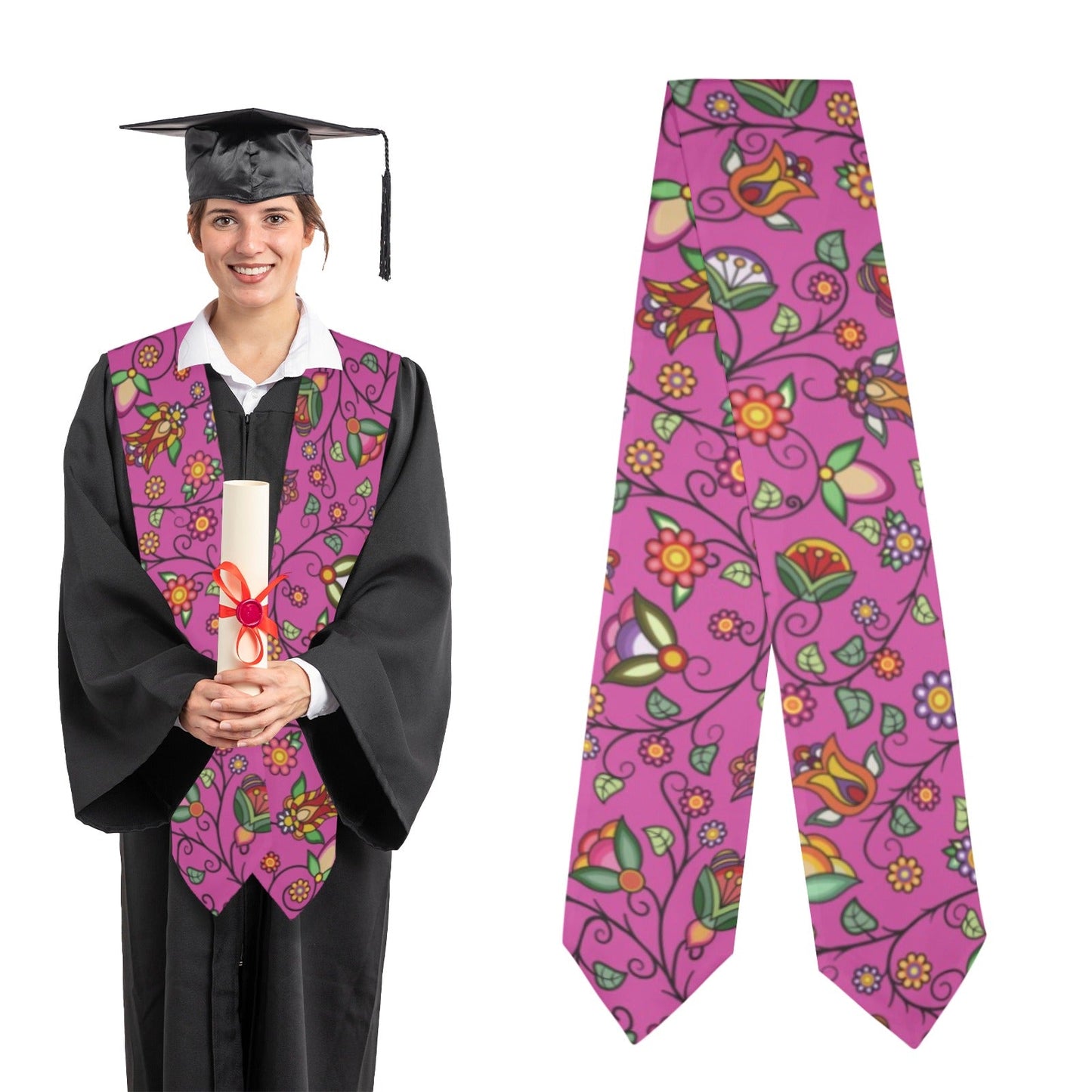 Heartbeat Petals Pink Graduation Stole