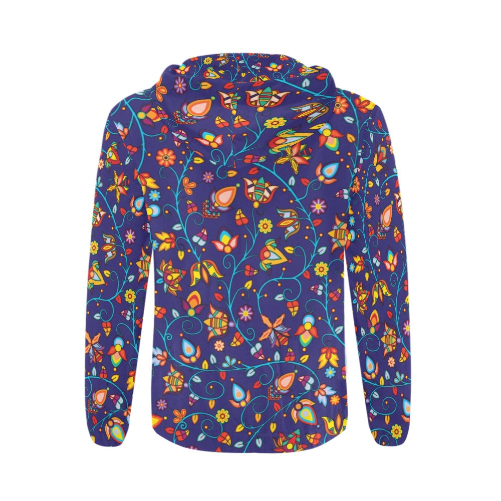 Thorny Path Blue Men's Zipper Hoodie