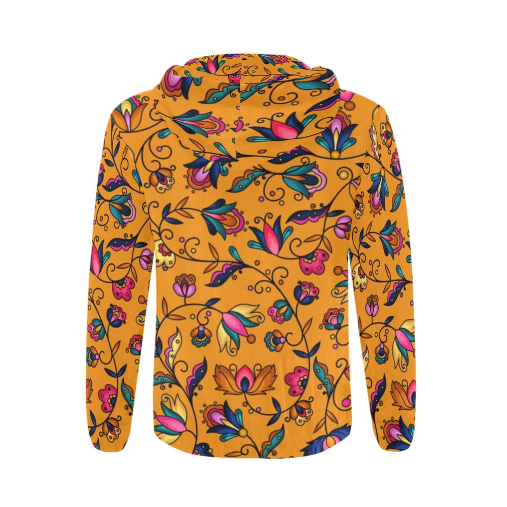 Copper Prairie Petals Orange Zip Hoodie