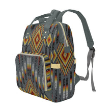 Load image into Gallery viewer, Fire Feather Grey Multi-Function Diaper Backpack/Diaper Bag
