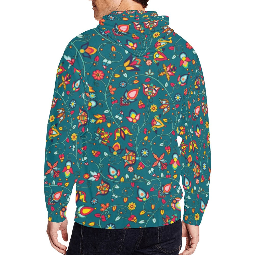 Thorny Path Teal Men's Zipper Hoodie