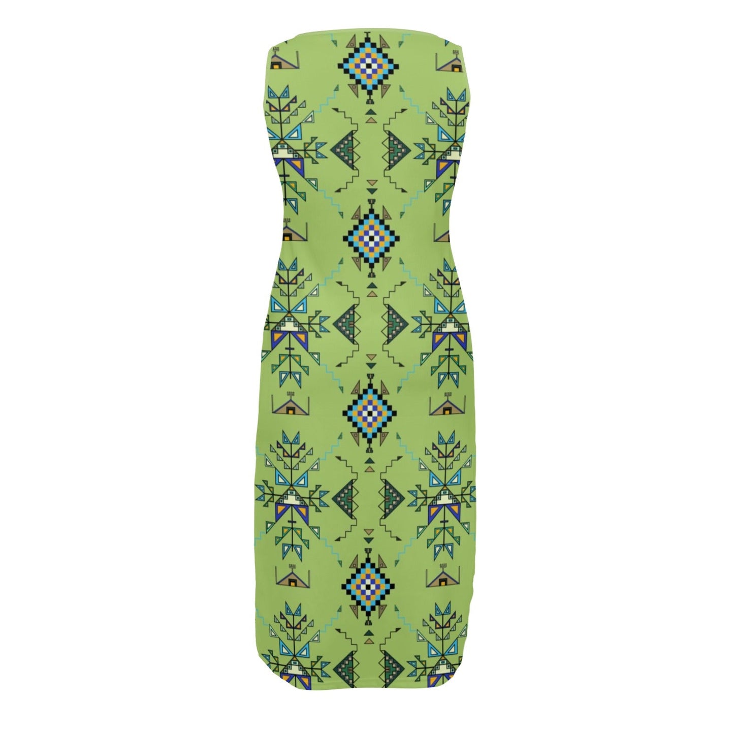 Bear Shield Green Phaedra Sleeveless Open Fork Long Dress