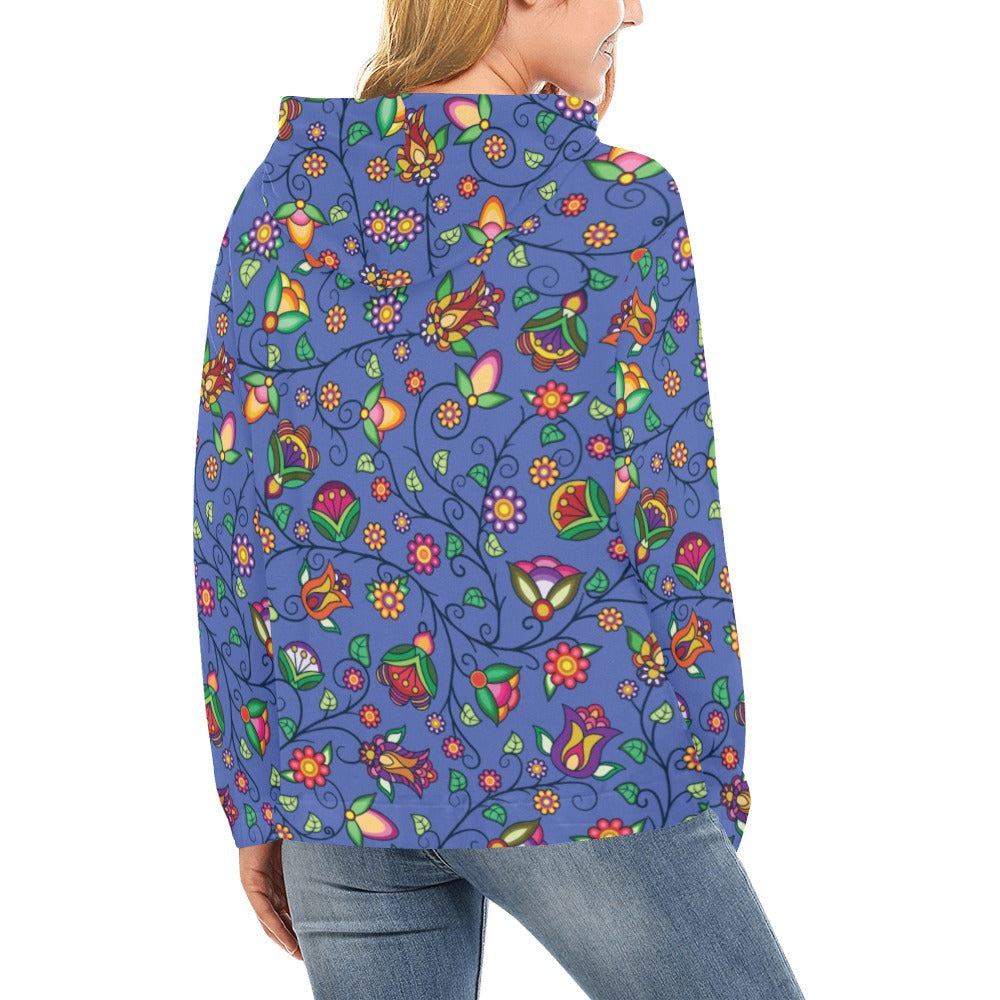 Heartbeat Petals Blue Hoodie for Women