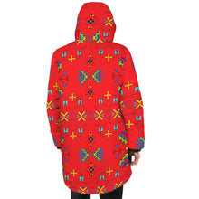 Load image into Gallery viewer, Rainy Chief Rainbow Red Unisex Sherpa Lined Hooded Coat
