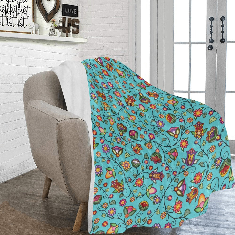 Heartbeat Petals Turquoise X-Large Micro Fleece Blanket