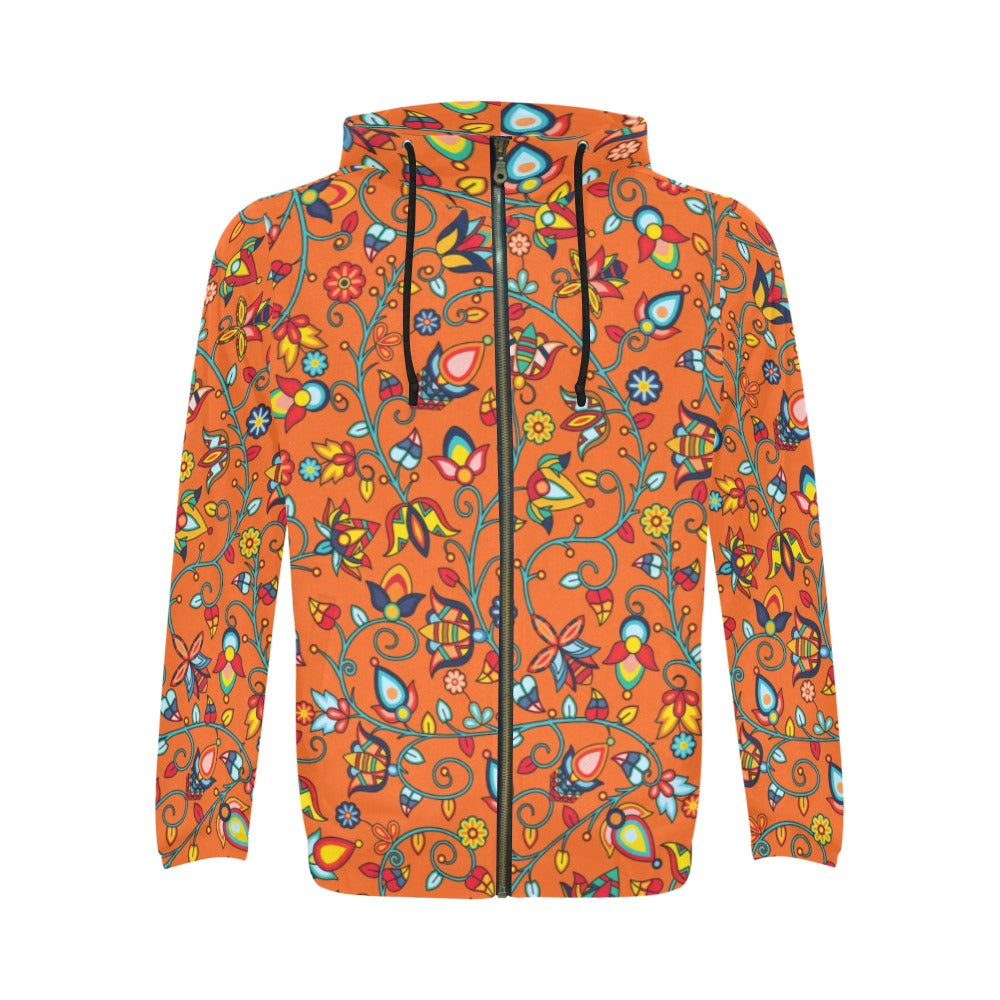 Thorny Path Orange Men's Zipper Hoodie