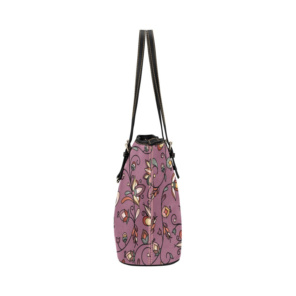 Burnt Sky Petals Magenta Leather Tote